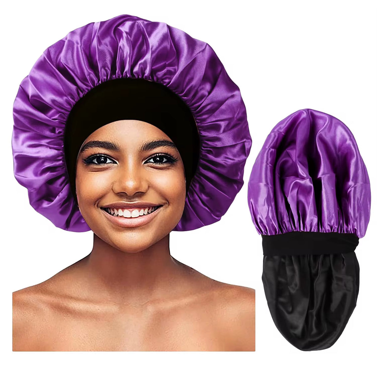 Bonnet de nuit unisexe en satin pour adultes